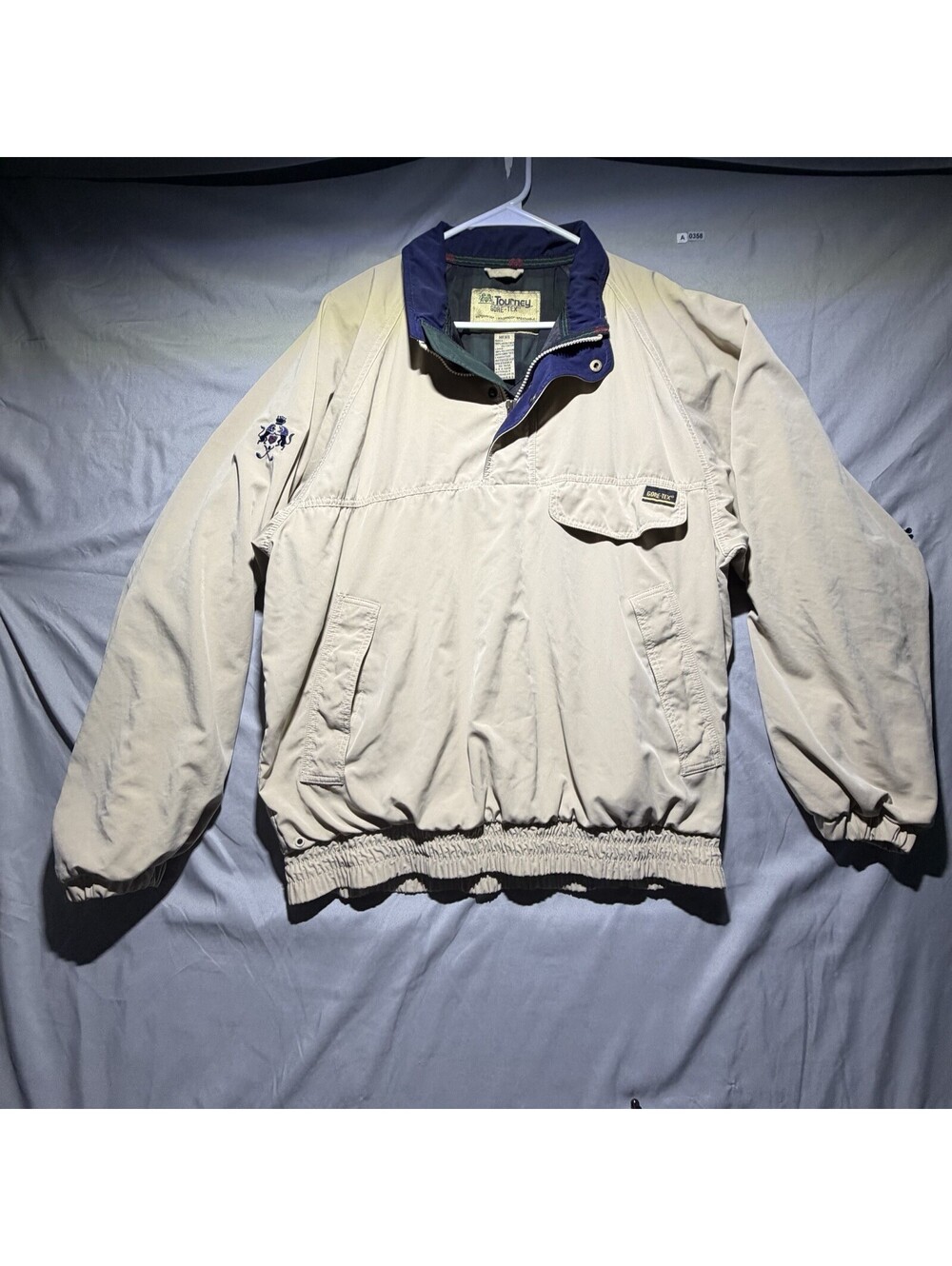 Vintage Tourney Gore-Tex Pullover Jacket Men's L Beige Waterproof Golf Hiking